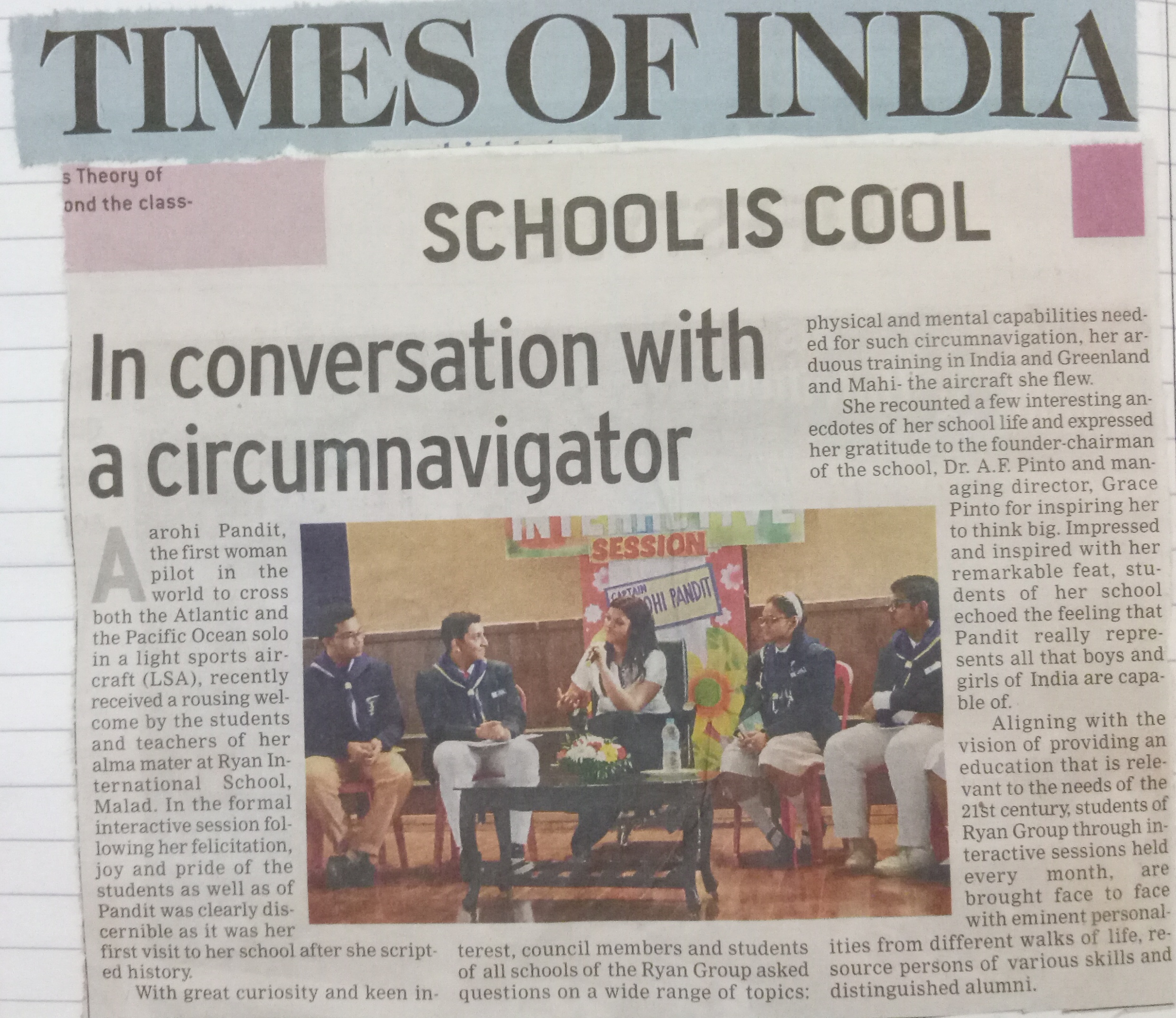 In conversation with a Circumnavigation - Ryan International School, Malad West